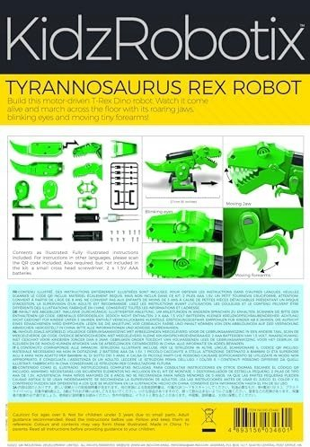 Lodër robotike Kidzrobotix Tyrannosaurus Rex Robot, set ndërtimi, me motor, jeshile