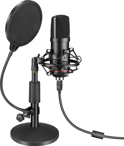 Гејминг микрофон Мозос MKIT-900PRO USB, студио сет со крак 80 cm, црн