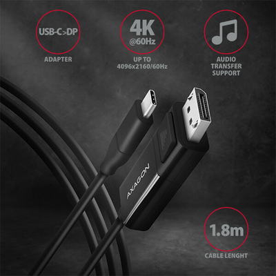 Kabllo AXAGON RVC-DPC USB-C -  DisplayPort, 1.8m, 4K / 60Hz