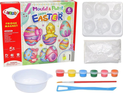 Set kreativ Leantoys Happy Easter, gips dhe bojra, për lyerje vezësh