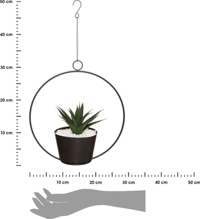 Bimë artificiale varëse Atmosphera, me vazo, strukturë metalike, e zezë