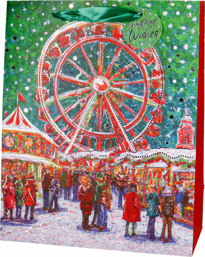 Qese dhurate Incood për Krishtlindje, 26x32 cm, me motive festive, shumëngjyrëshe