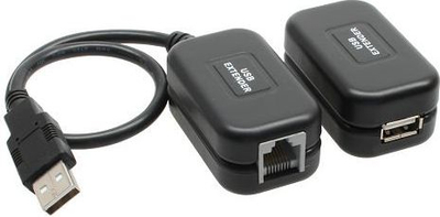 Adapter USB InLine 33600A, USB në RJ45, 60m, i zi