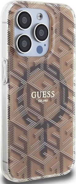 Mbulesë telefoni Guess IML GCube MagSafe, për iPhone 15 Pro, kafe