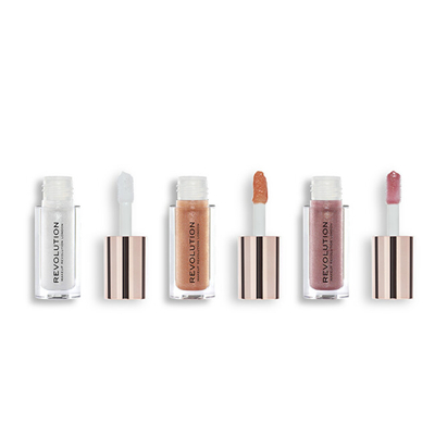 Set me shkëlqyes për buzë Revolution Shimmer Bomb Mini Collection Lip Gloss Set
