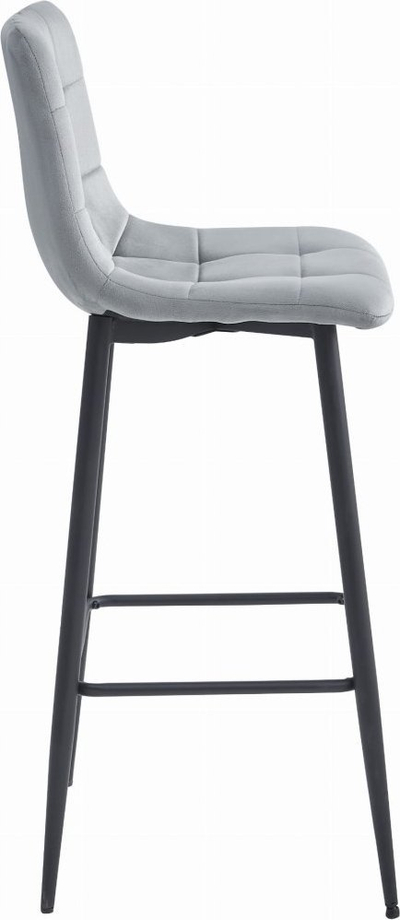 Karrige e lartë bari ARCETO Velvet, set 3 copë, kadife, gri argjend