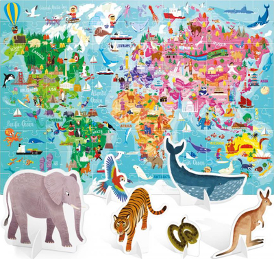 Puzzle edukativ Headu World Tour, 216 copa, për kalamaj 5-10 vjeç, shumëngjyrësh