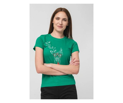 Bluzë femrash PEGAS Ladies T Shirt Family Of Deer, XS, jeshile