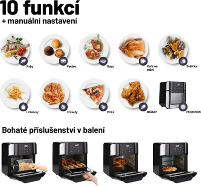 Fritezë ajri furre Lauben 1500SB, 10 programe, ekran digjital, e zezë