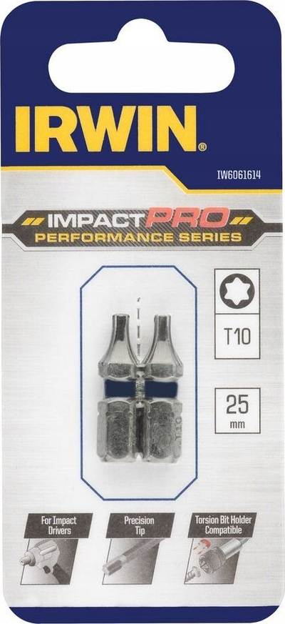 Bit Torx Irwin Impact Pro T10, 25mm, set 2 copë, gri