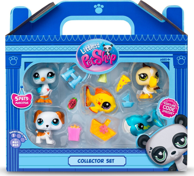 Set lodrash koleksionuese Littlest Pet Shop Bandai Beach Besties, 5 figura të vogla, 7 aksesore, shumëngjyrëshe