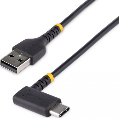 Kabllo karikimi StarTech.com, USB A në USB C, 30cm, kënd i djathtë, i zi