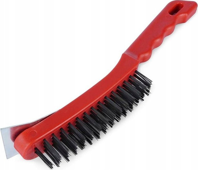 Furçë pastrimi për grilë BBQ Cleaning Brush, 27.5 cm, me skraper, e kuqe