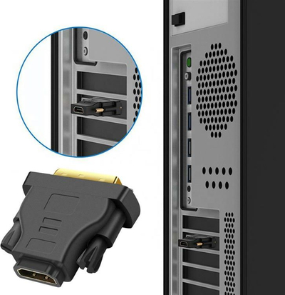 Adapter HDMI në DVI, punon në të dyja anët, kontakte të veshura me ari, i zi