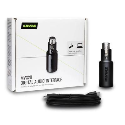 Interfejs audio Shure MVX2U, XLR në USB, me USB C, i zi