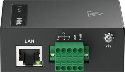 Ruter industrial D-Link 4G LTE IIoT RTU, me Ethernet dhe RS-232/RS-485, për montim në DIN-rail, gri metal
