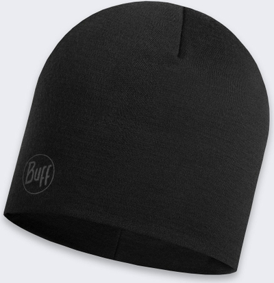 Kapelë termike Buff Merino Wool Thermal Hat, lesh merino 300 g/m², SOLID BLACK, e zezë