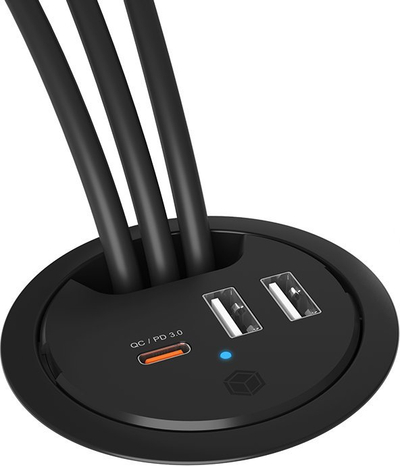Ngarkues tavoline Icy Box IB-HUB1407, 3 porta USB, vrimë 60mm, i zi
