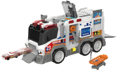Lodër autoambulancë City Ambulance, me drita dhe zëra, me mekanizëm me shtytje, bardh e kuqe