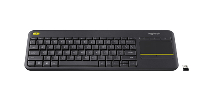 Tastierë me touchpad Logitech K400+, QWERTY, USB Wireless, e zezë