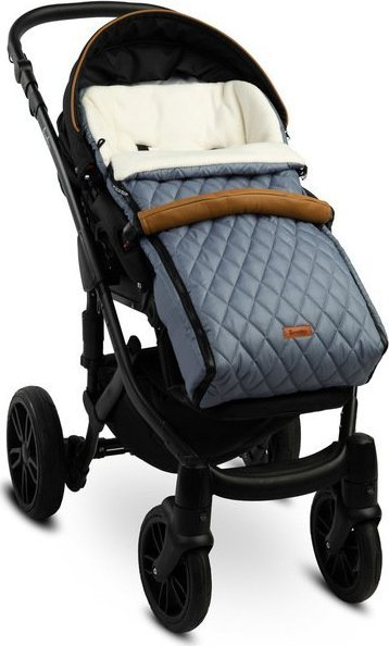 Вреќа за спиење за количка Sensillo Quilted Fleece, со вез, отпорна на вода, графит