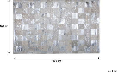Tapet YAZIR Cowhide Area Rug, 160 x 230 cm, lëkurë e vërtetë, bezhë me argjend