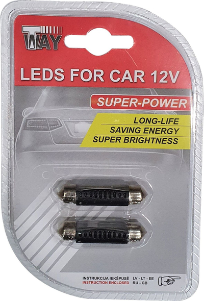 Llamba LED për makinë AutoDuals SV8.5, 3 SMD, 41mm, dritë e bardhë, set 2 copë