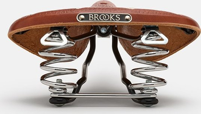 Selino biçiklete Brooks B67 Short, lëkurë, susta çeliku, ngjyrë honey