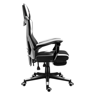 Karrige gaming Huzaro Combat 3.1, mbështetëse këmbësh, mban deri 150 kg, bardh e zezë