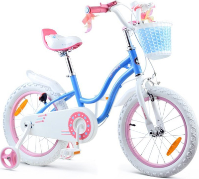 Biçikletë për kalamaj Royalbaby Star Girl rb16g-1, 16", me rrota anësore, e bardhë blu rozë