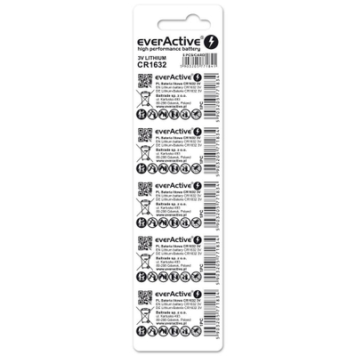 Bateri litium EverActive CR1632, 3V, paketë 5 copë