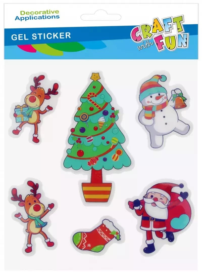 Stickers dekorativë për dritare Craft With Fun, set 6 copë, me motive Krishtlindjesh, shumëngjyrësh