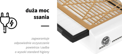 Thithës pluhuri për manikyr Activeshop Momo J-23, 40W, kasetë filtri, i artë