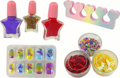 Set kozmetik për fëmijë Leantoys Mermaid, makeup dhe dekorim thonjsh, shumëngjyrësh
