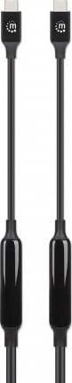 Kabllo USB C Manhattan, 5m, USB 3.2 Gen2 10Gbps, 60W 3A, e zezë