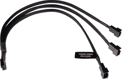 Kabllo Y-Splitter Alphacool 18680, 4-Pin në 3x 4-Pin PWM, 30cm, i zi