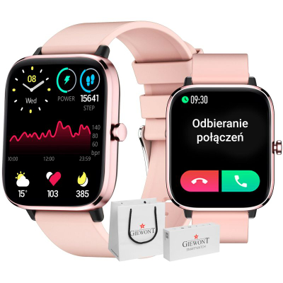 Smartwatch Giewont GW230-1, mat shëndetin, rrip silikoni rozë