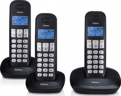 Telefoni wireless Profoon PDX-1130, set trefish DECT, Caller ID, i zi