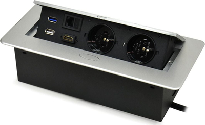 Prizë tavoline Spacetronik ERGOLINE SPS-D26S, 2x230V, USB HDMI LAN, argjendi