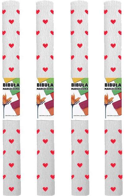 Letër krep STARPAK Hearts Mix, 50x200 cm, set 10 copë, e bardhë me zemra