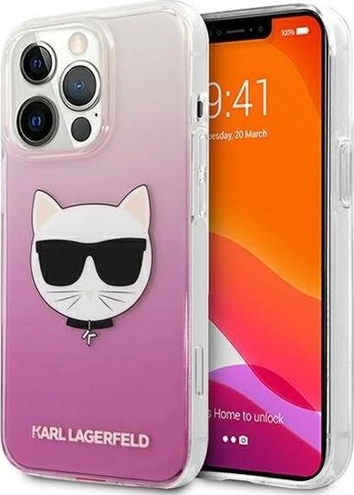 Футрола за телефон Karl Lagerfeld Choupette Head, за iPhone 13 Pro Max, TPU, розова транспарентна