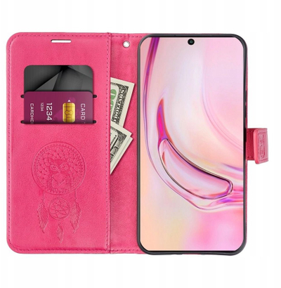 Këllëf libri MEZZO për Motorola G06, me xhepa, dreamcatcher magenta