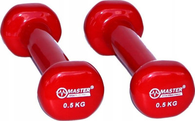 Set hantelash vinyl Master Sport, 2x0.5 kg, të kuqe