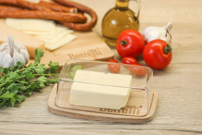 Чинија за путер Berretti Bamboo Butter Dish Base, бамбус, пластичен капак, природна боја