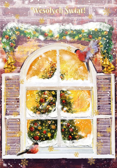 Kartolinë urimi Henry Christmas Card Window B6, me zarf, shumëngjyrëshe