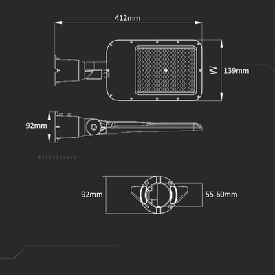 Dritë rrugore V TAC Samsung LED 50W, 100lm/W, 4000K, gri