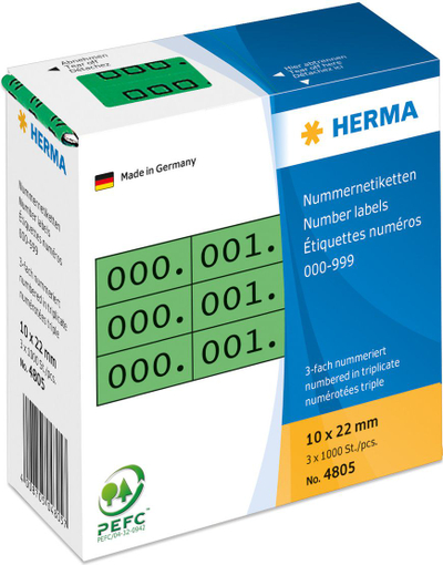 Etiketa vetëngjitëse Herma 4805, 10 x 22mm, 1000 copë, jeshile