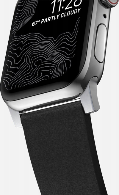 Rrip për Apple Watch Active Band Pro, 46mm 49mm, lëkurë sportive, argjend me të zi