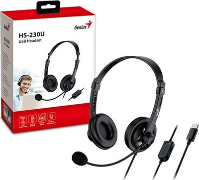 Kufje Genius HS-230U, USB-C, me mikrofon, ngjyrë e zezë