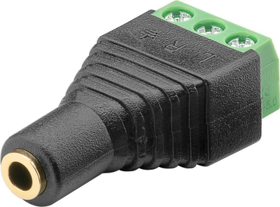 Adapter audio Goobay 93197674, terminal block 3-pin në 3.5 mm jack stereo, set 10 copë, i zi